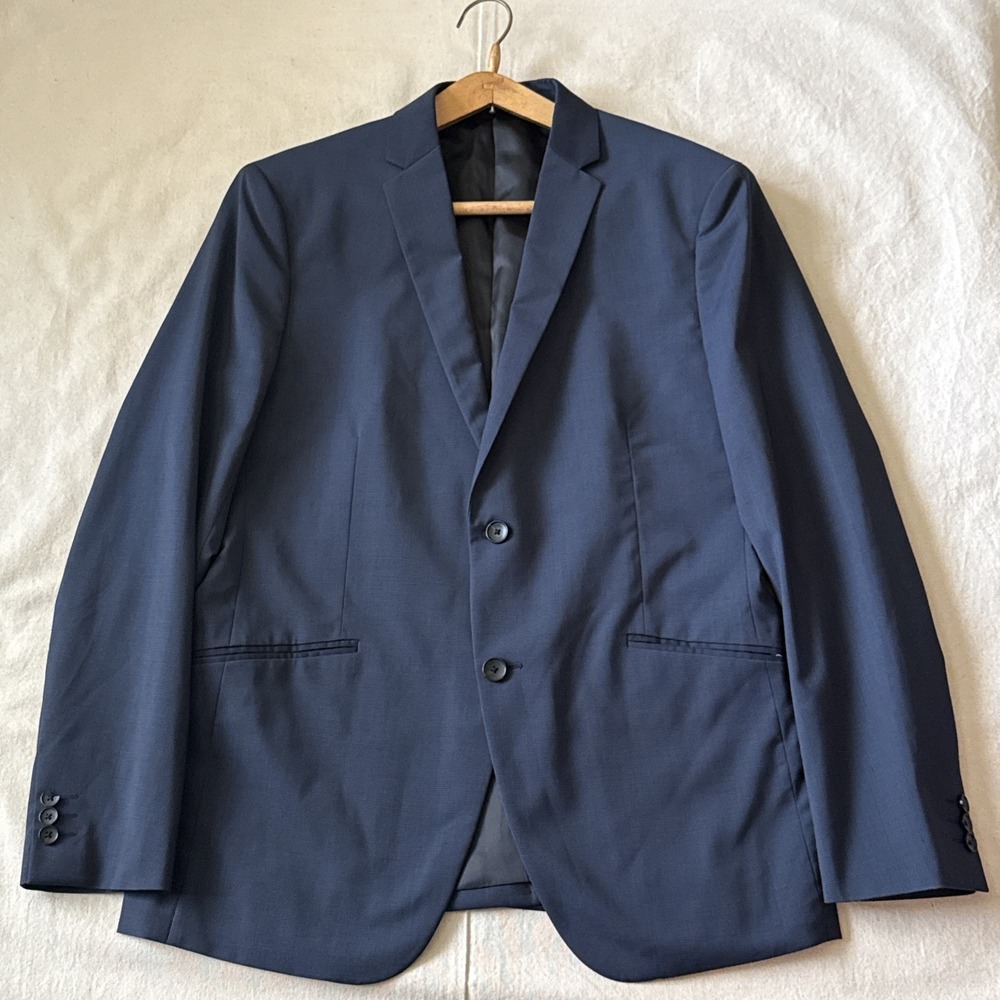 Theory Mens Blazer Navy Blue Size 42R Grid Knit Patten